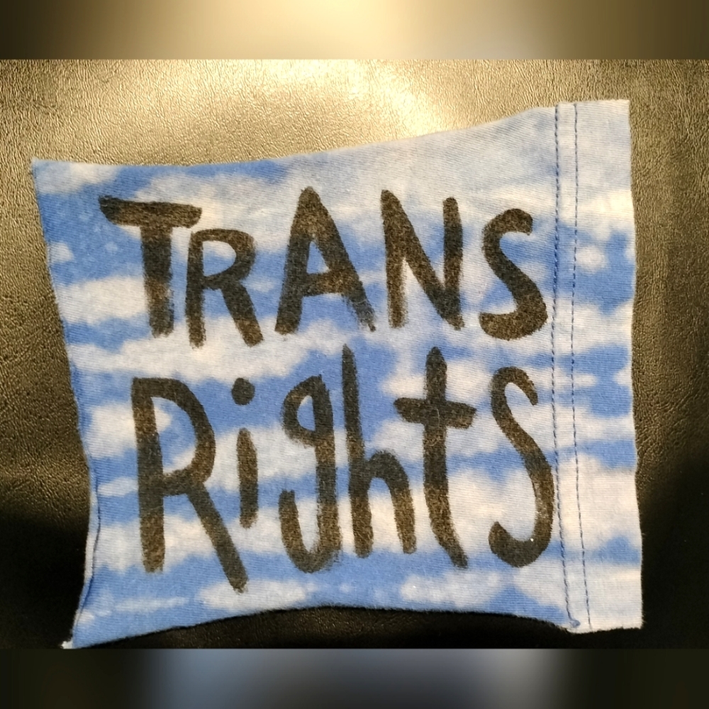Blue Bleach Dyed Trans Rights Patch